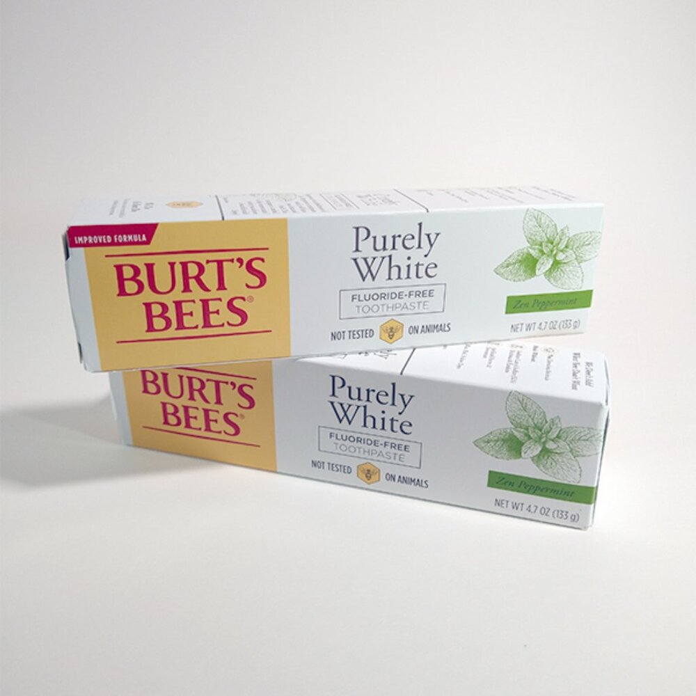 2 Burt's Bees Purely White Zen Peppermint Toothpaste Fluoride Free 4.7 Oz Dental